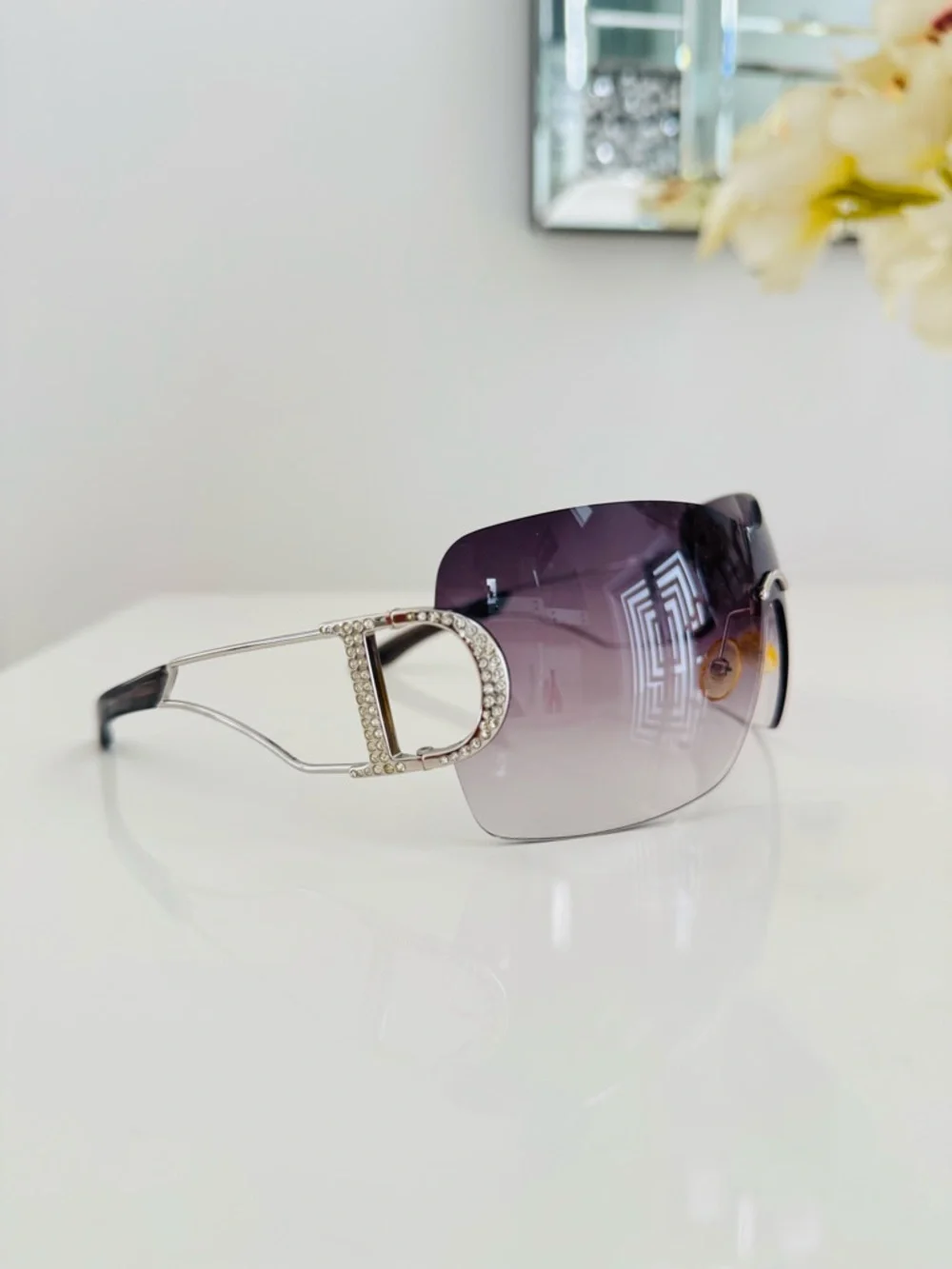 RARE 🦋 Authentic DIOR rimless Diorly 1 Swarovski sunglasses